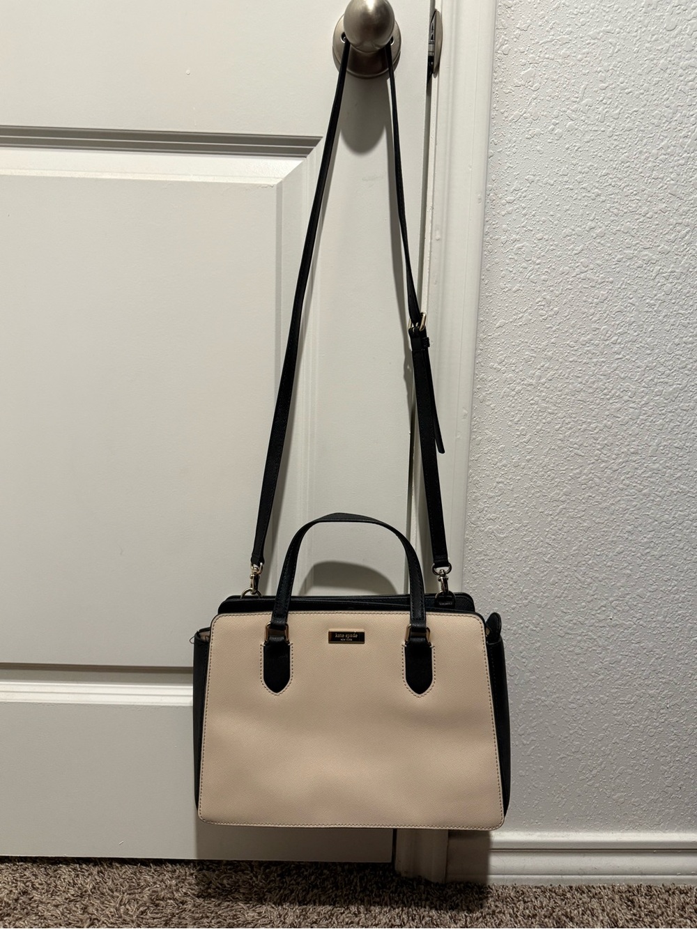 kate spade Two-Tone Cream and Black Crossbody Satchel